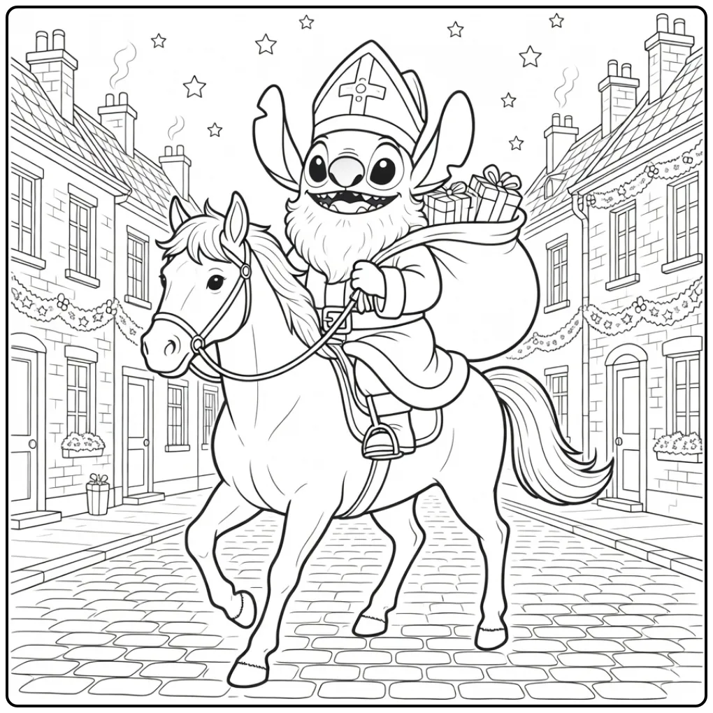 Stitch Sinterklaas coloring page