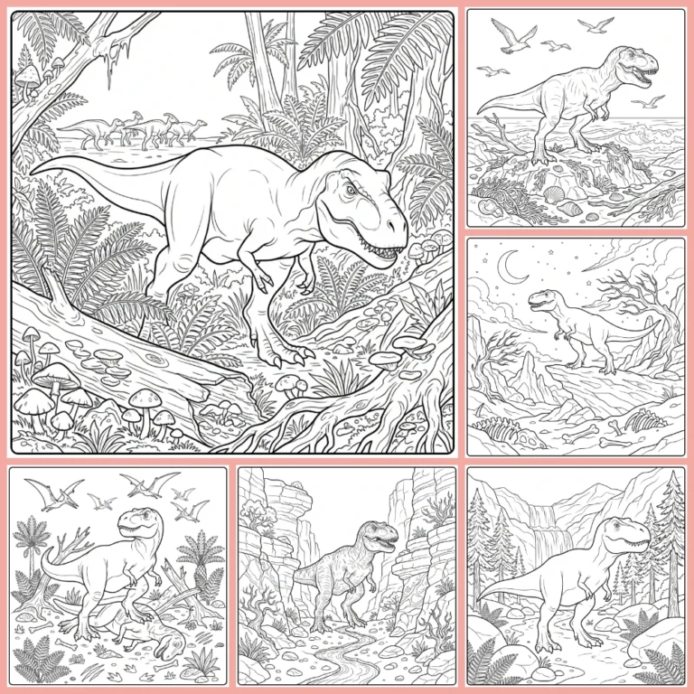 T. Rex coloring page collection cover