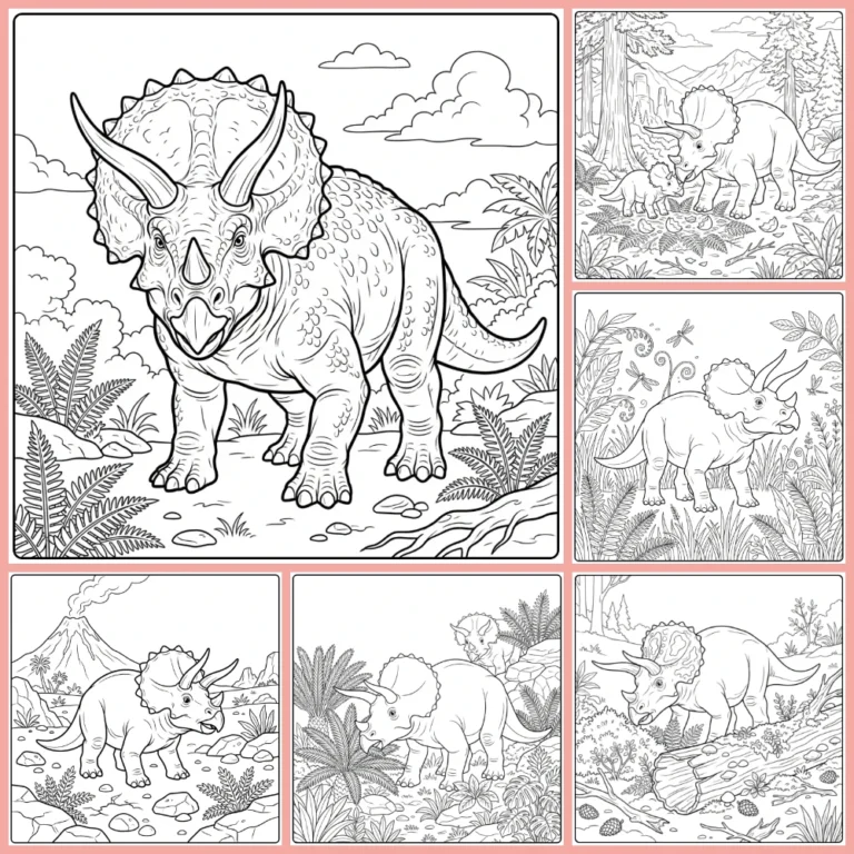 Triceratops coloring page collection cover