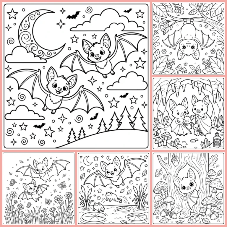 Bat coloring page collection cover