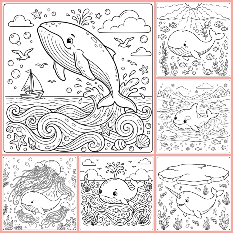 Whale coloring page collection cover