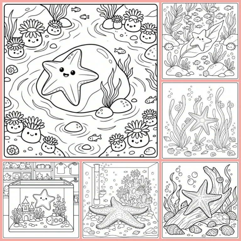 Starfish coloring page collection cover