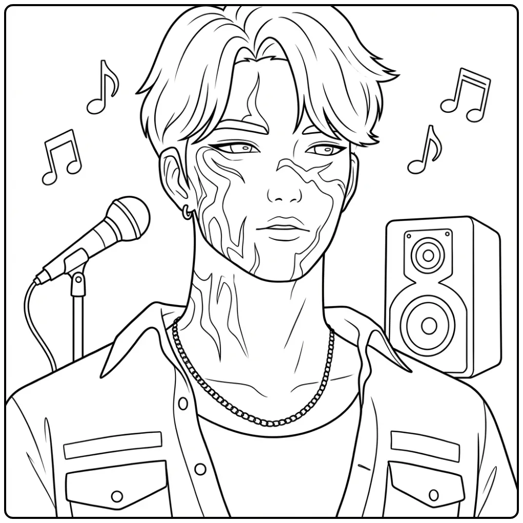 Jinu KPop Demon Hunters Singing Hunter coloring page