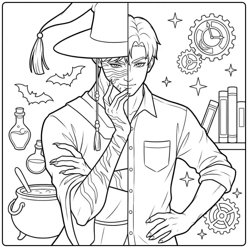 Jinu KPop Demon Hunters with Magic and Reality coloring page