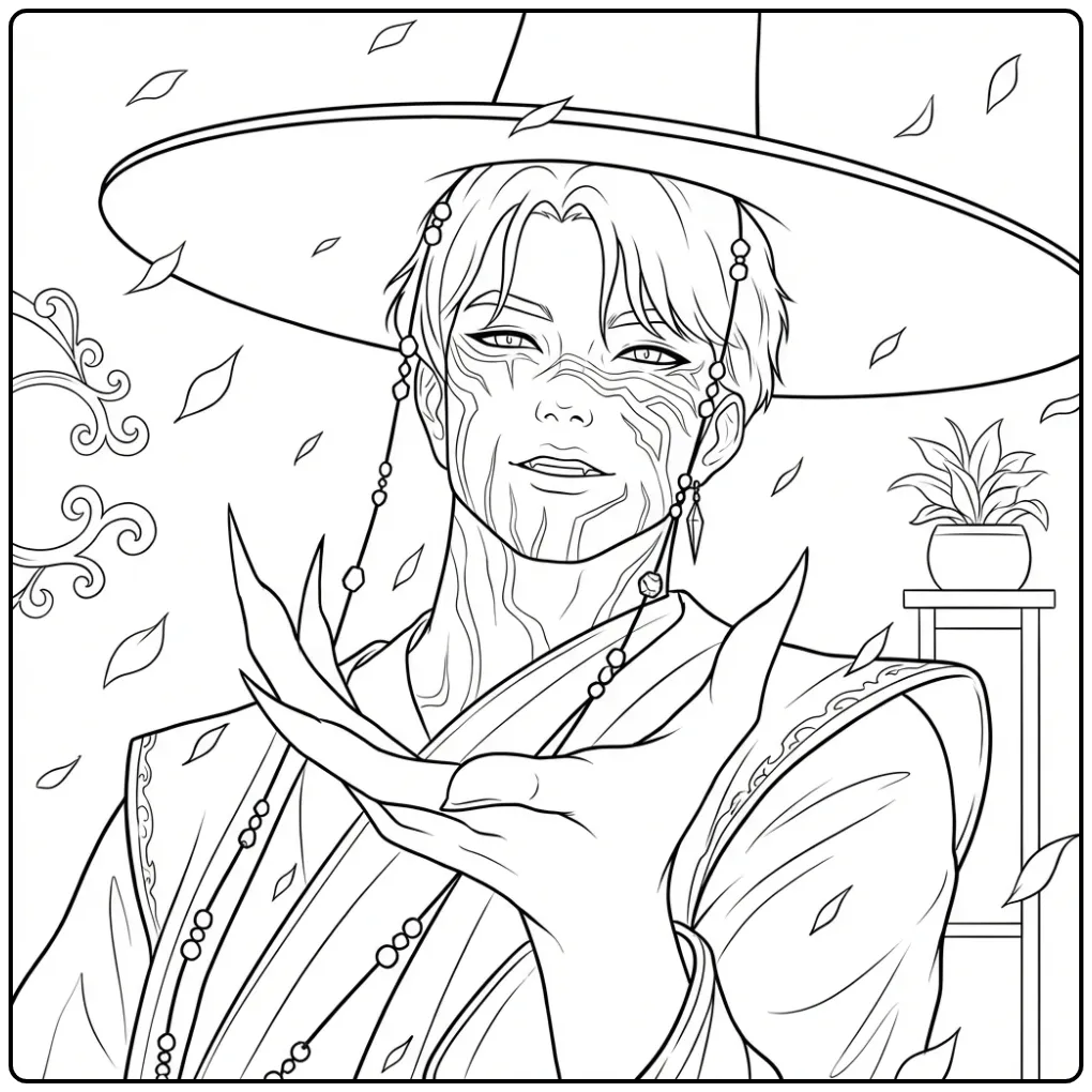 Jinu KPop Demon Hunters Falling Leaves coloring page