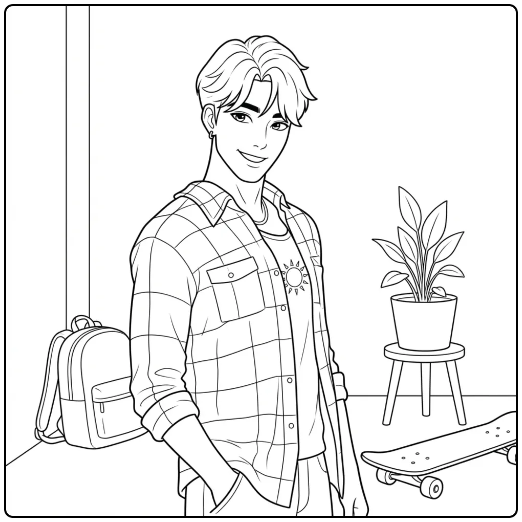 Jinu KPop Demon Hunters Tough Idol coloring page