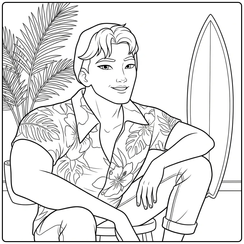 KPop Demon Hunters Abby Saja Surf Adventure coloring page