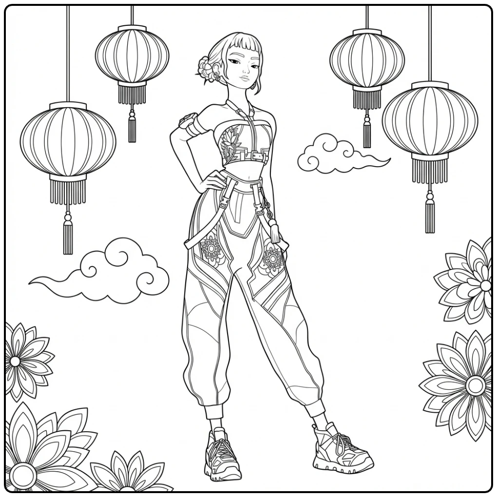 KPop Demon Hunters Zoey Print Color coloring page