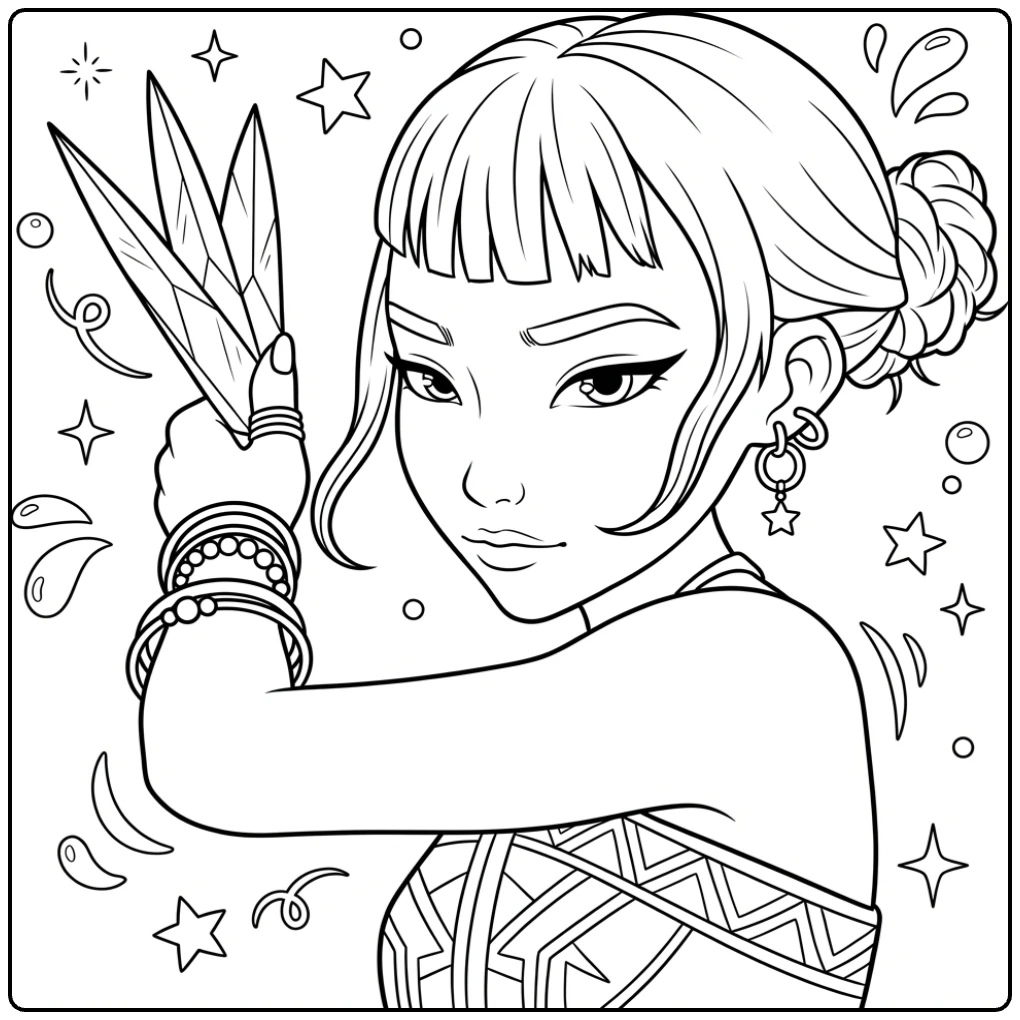 Color the KPop Demon Hunters Zoey coloring page