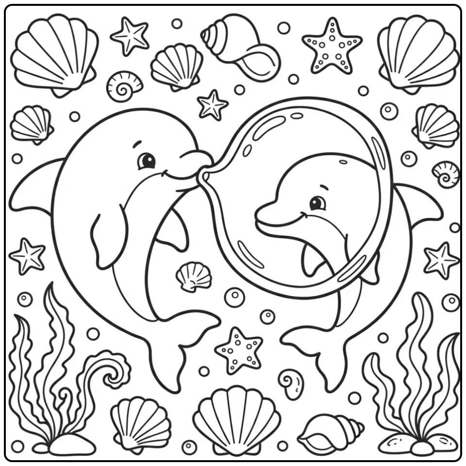 Dolphin That Through a Bubbelring Swimming coloring page
