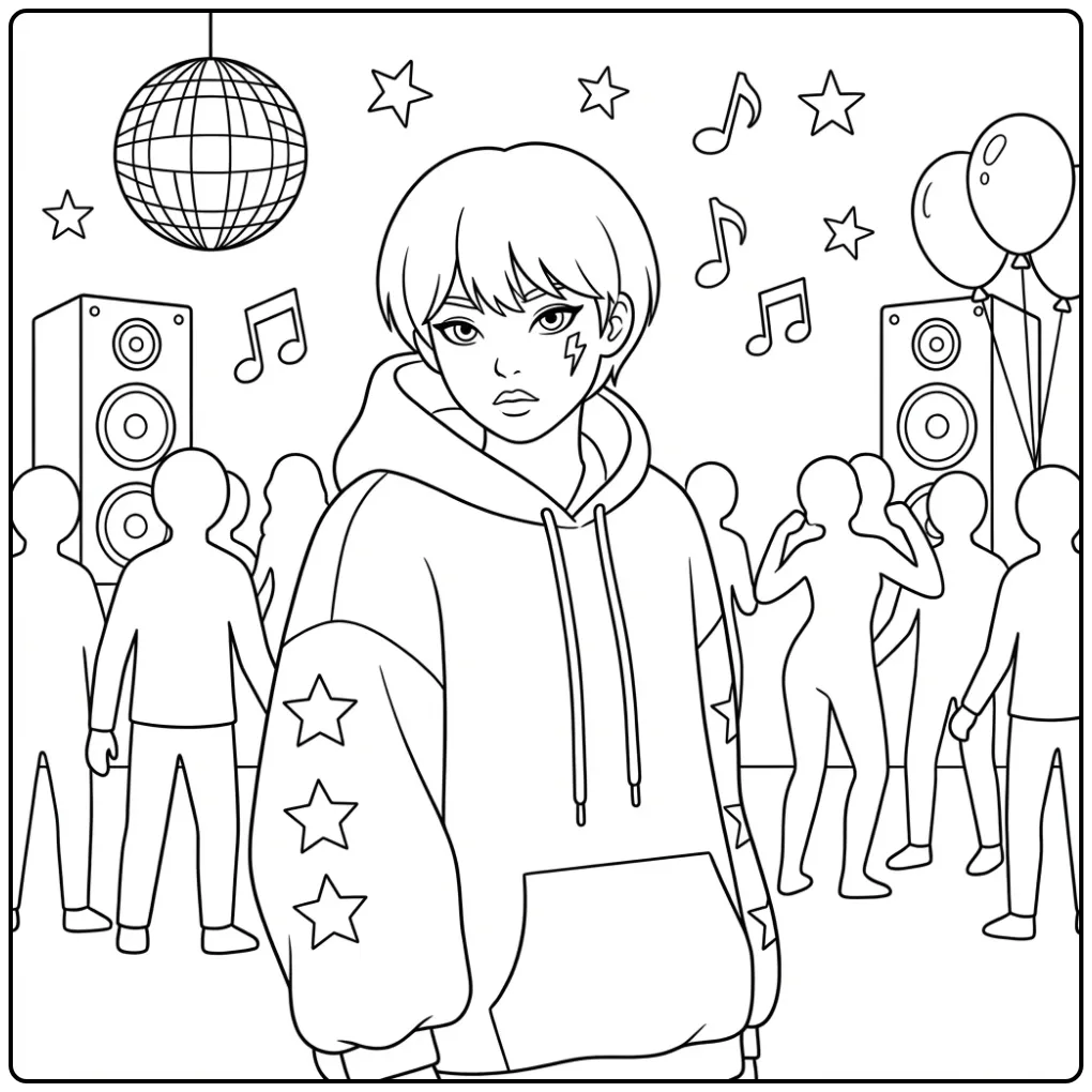 KPop Demon Hunters Baby Saja Party coloring page