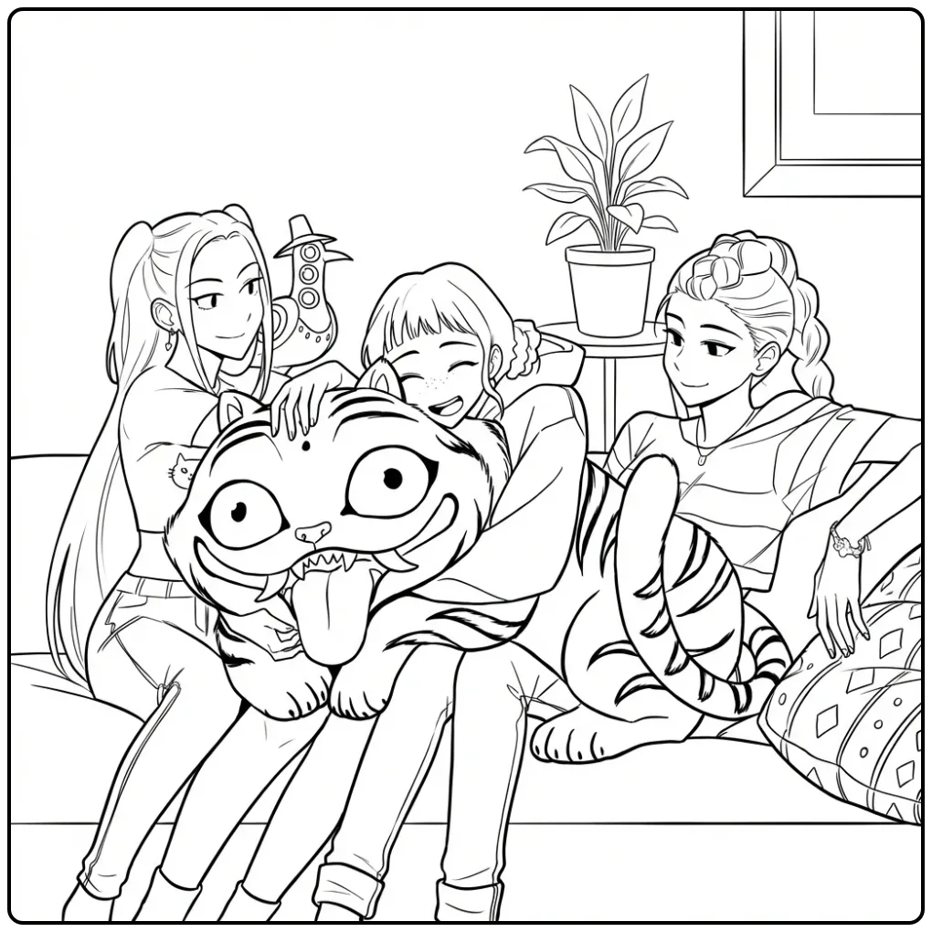 KPop Demon Hunters Derpy Adventure coloring page