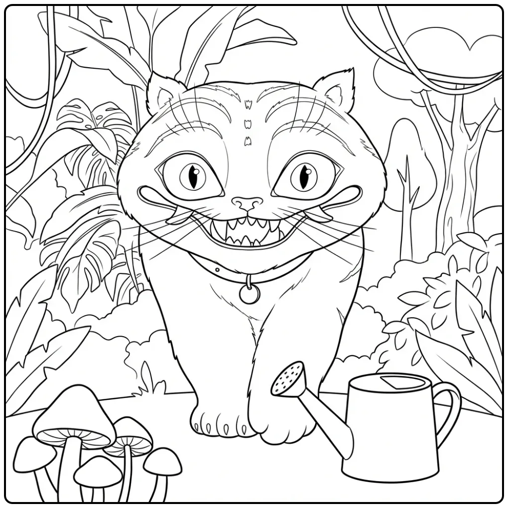 KPop Demon Hunters Derpy Tiger and Watering Can coloring page