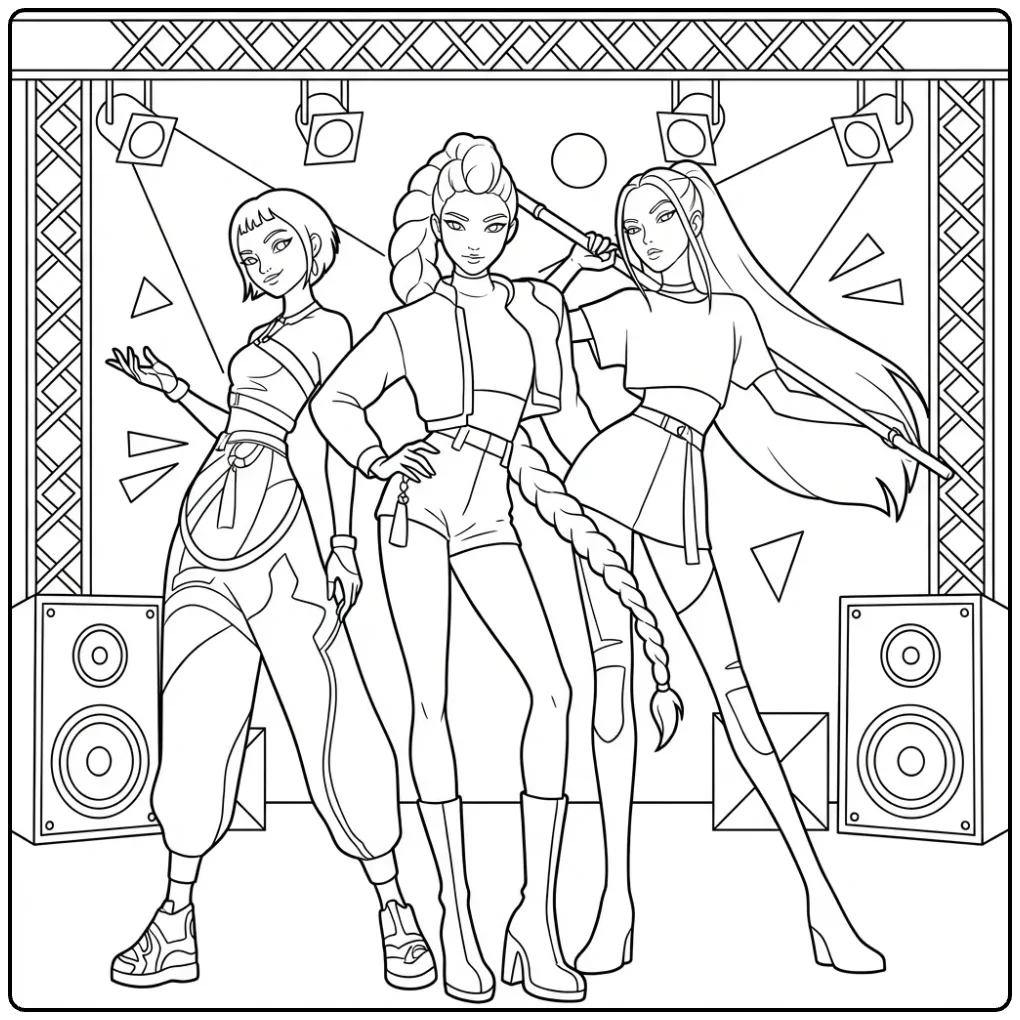 KPop Demon Hunters KPop Stars coloring page