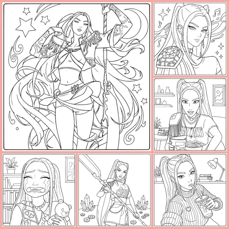 KPop Demon Hunters Mira coloring page collection cover