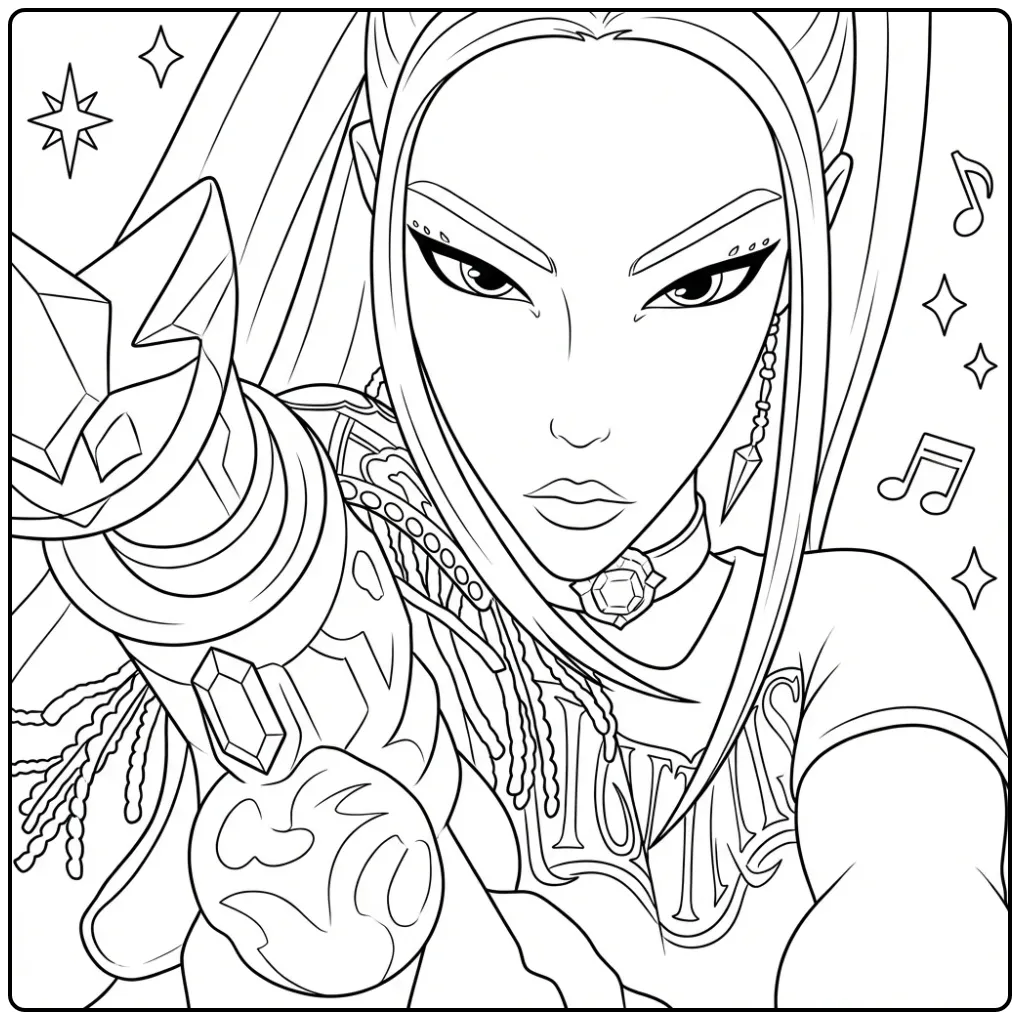 KPop Demon Hunters Mira the Brave Warrior coloring page