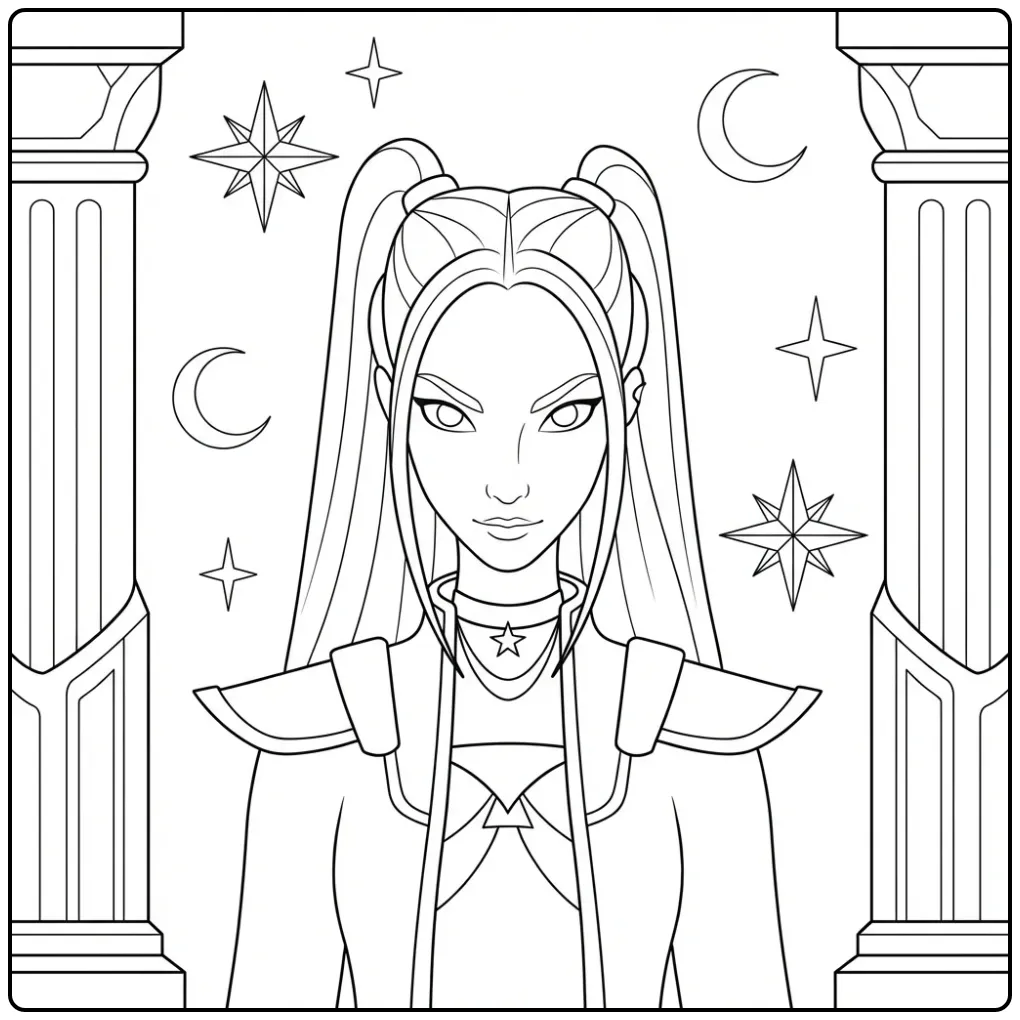 KPop Demon Hunters Mira the Tough Warrior coloring page