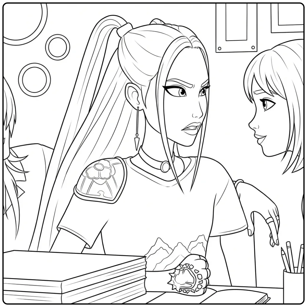 KPop Demon Hunters Mira and Her Team coloring page