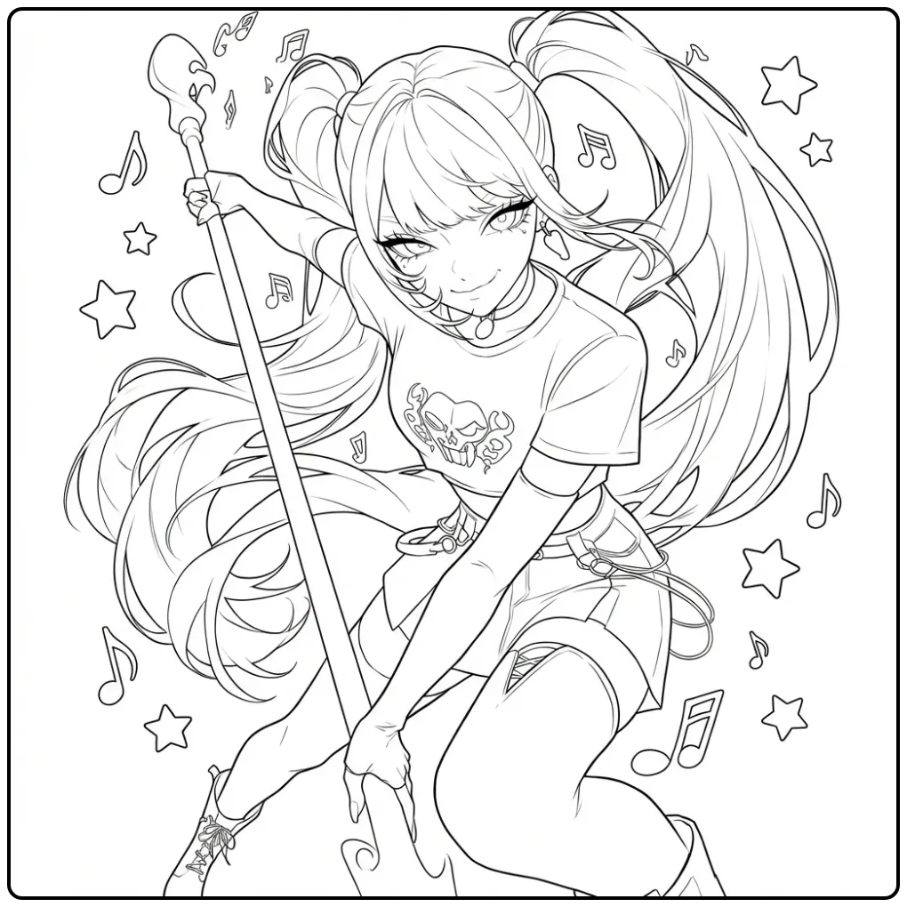 KPop Demon Hunters Mira Star Idol coloring page