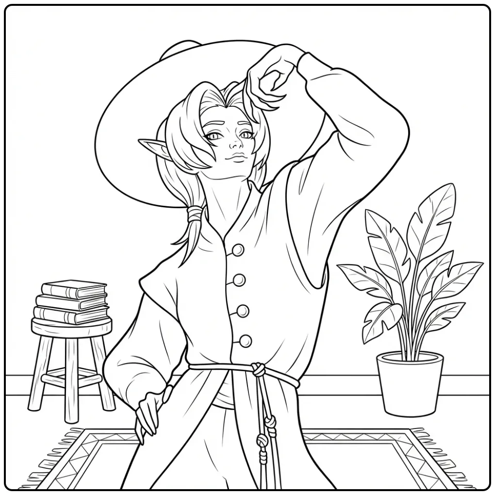 KPop Demon Hunters Romance Stylish Elf coloring page