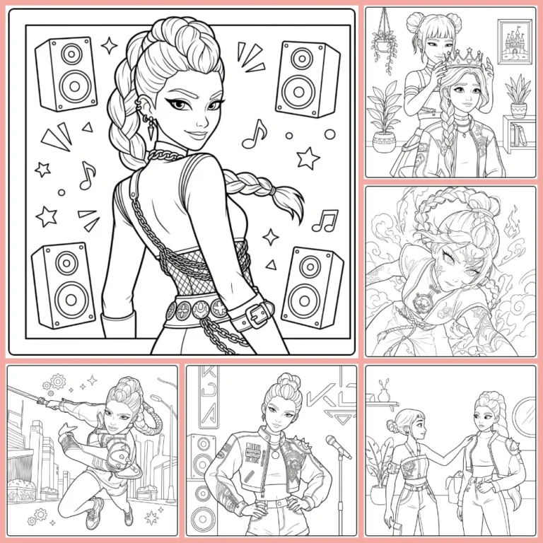 KPop Demon Hunters Rumi coloring page collection cover