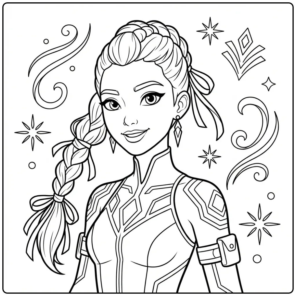 KPop Demon Hunters Rumi the Brave Warrior coloring page