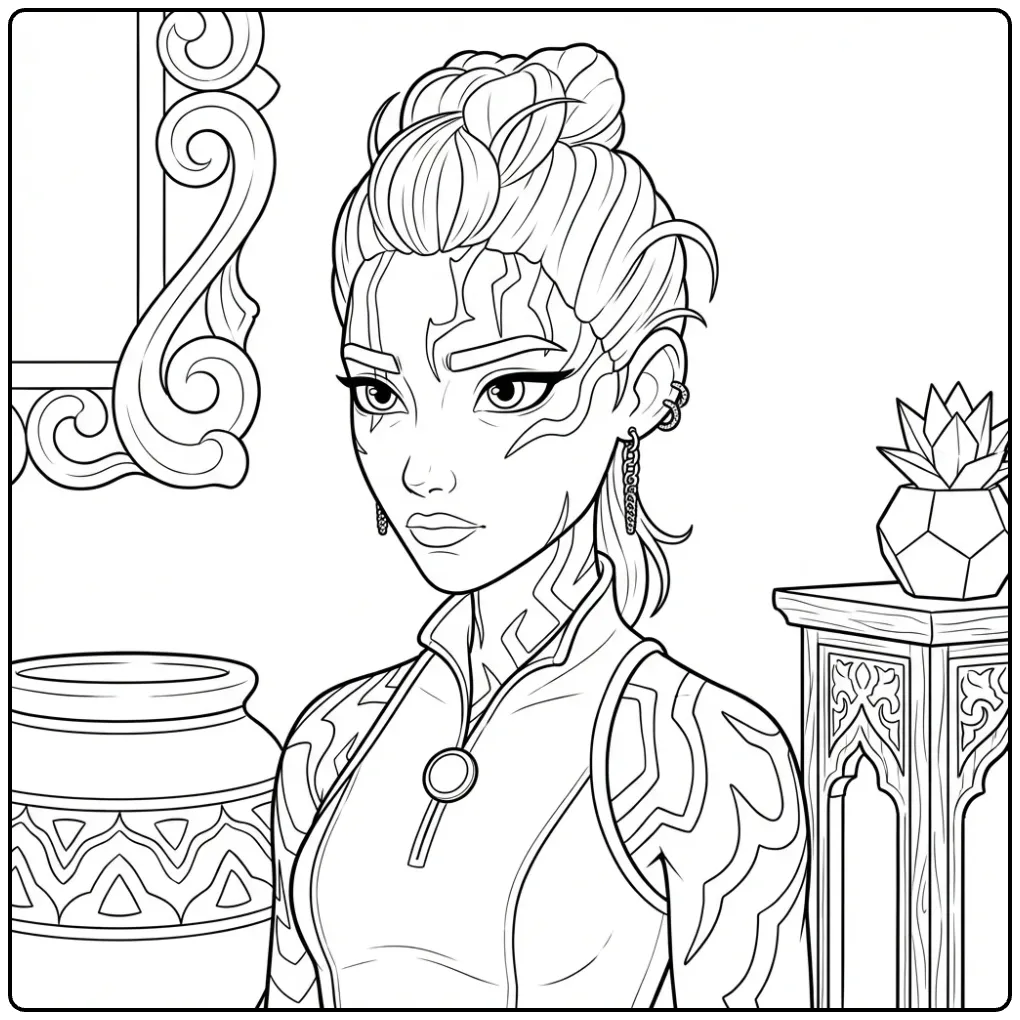 KPop Demon Hunters Rumi the Tough Hunter coloring page