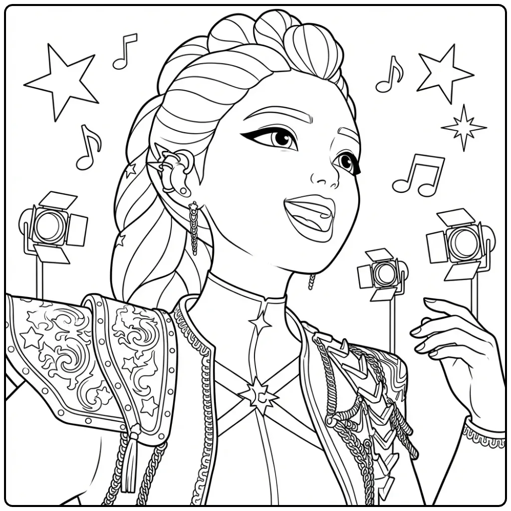 KPop Demon Hunters Rumi in the Spotlight coloring page