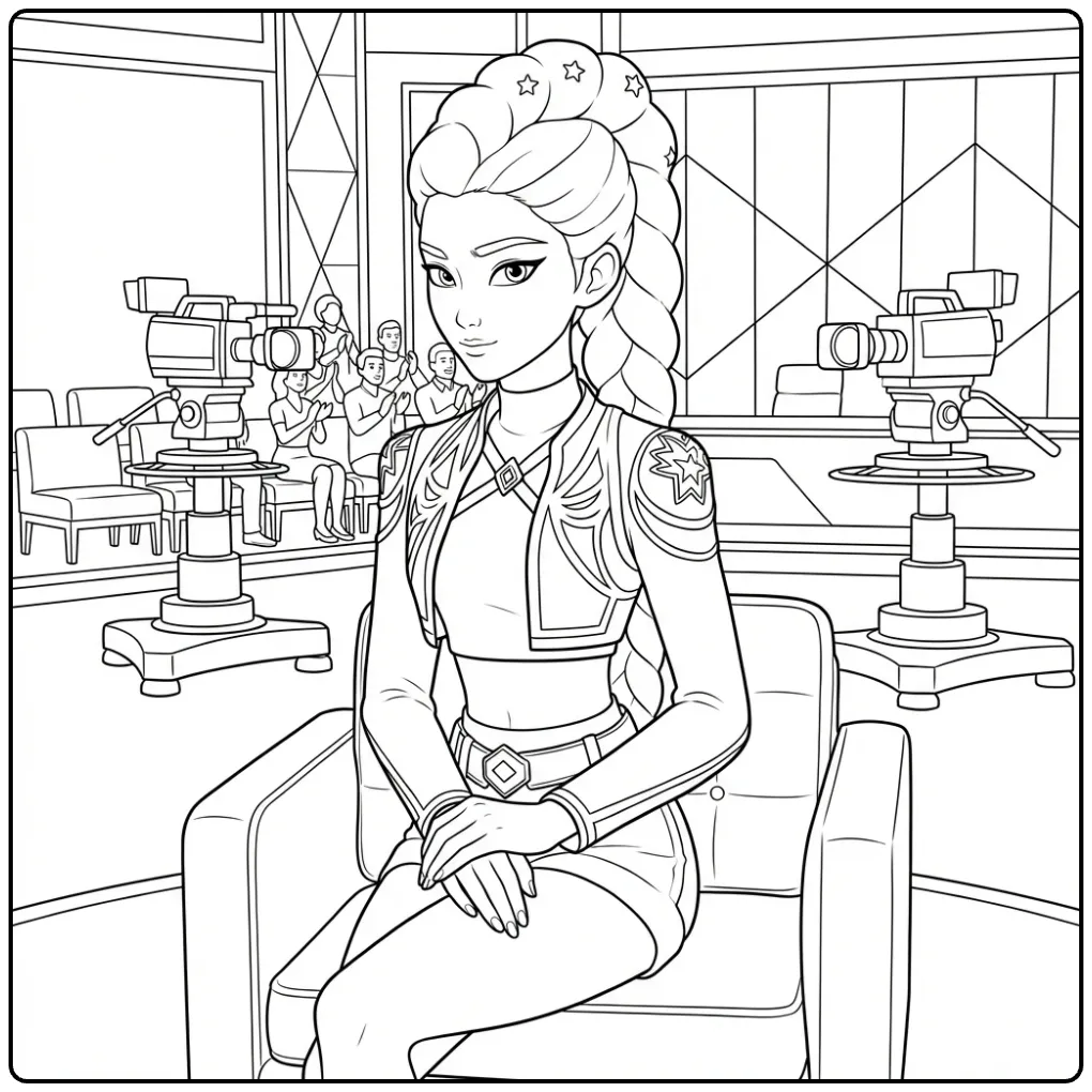KPop Demon Hunters Rumi in the Studio coloring page