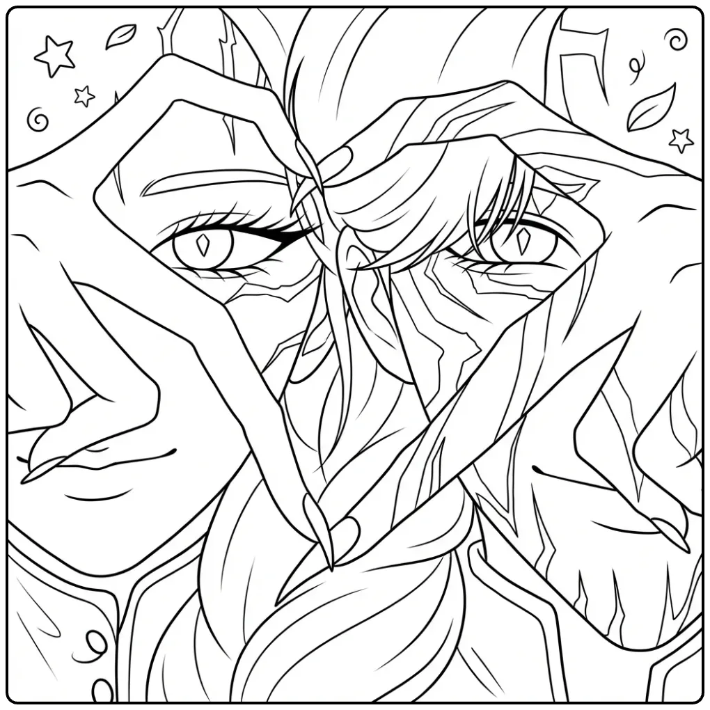 KPop Demon Hunters Rumi Character with a Heart coloring page