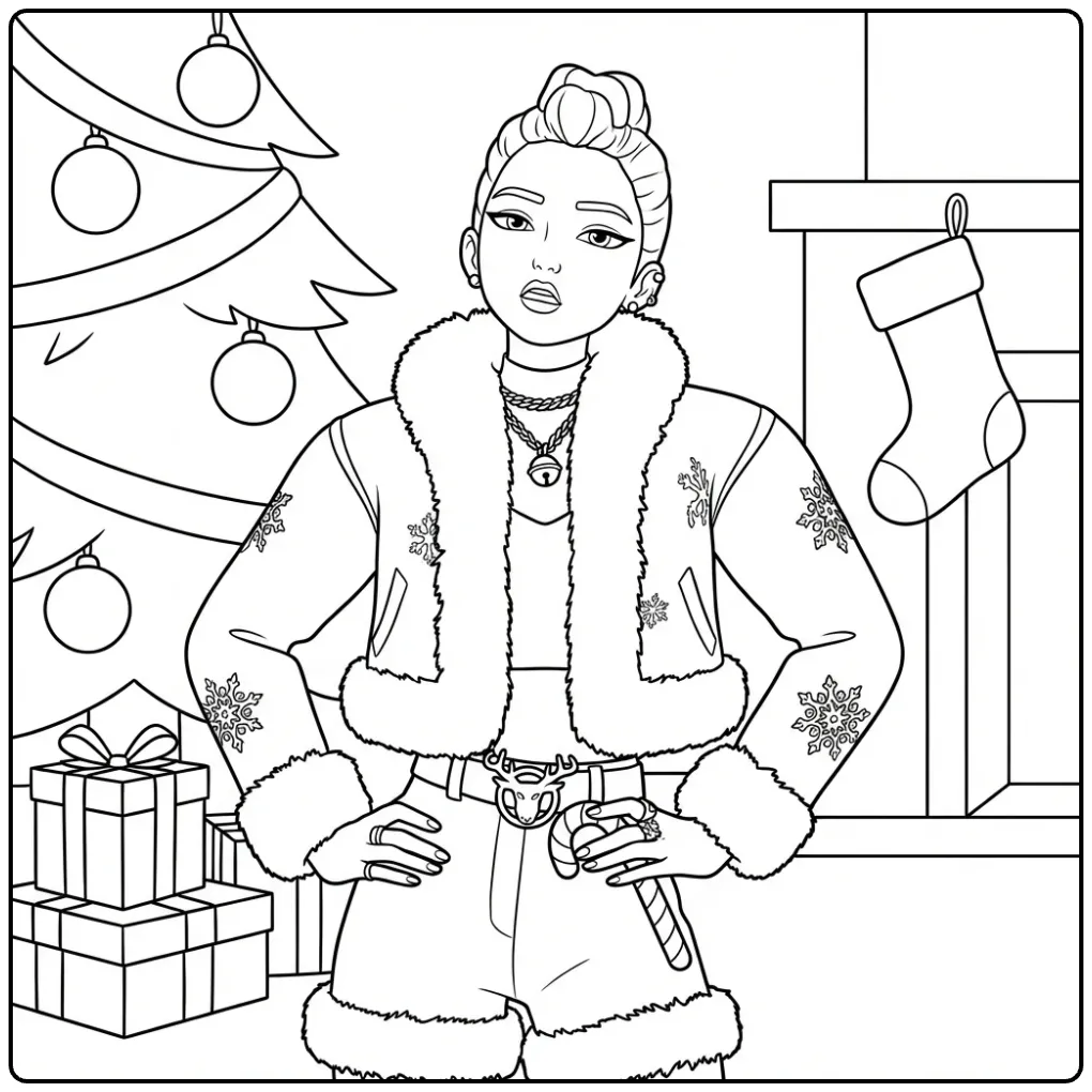 KPop Demon Hunters Rumi Kerstmissie coloring page