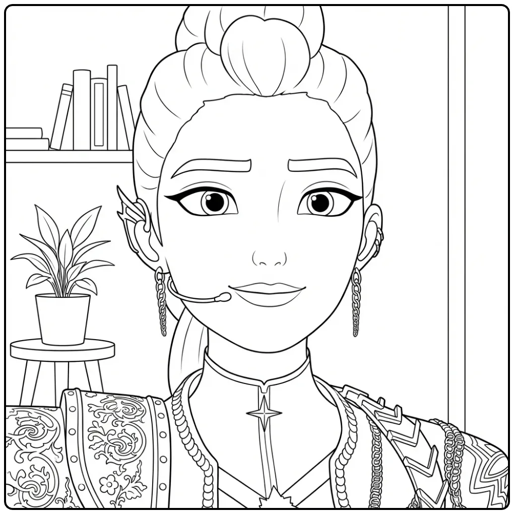 KPop Demon Hunters Rumi Ready for Action coloring page