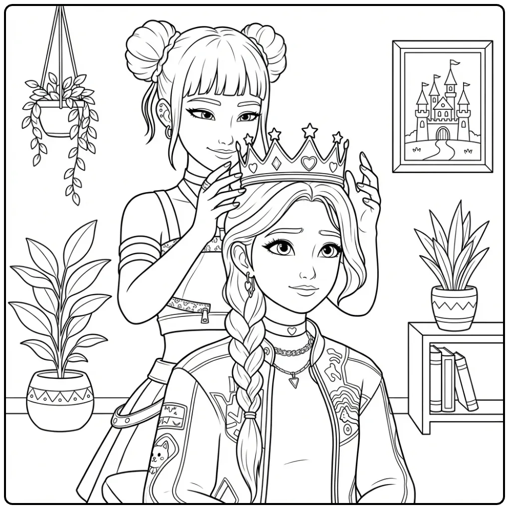 KPop Demon Hunters Rumi Crowning Scene coloring page