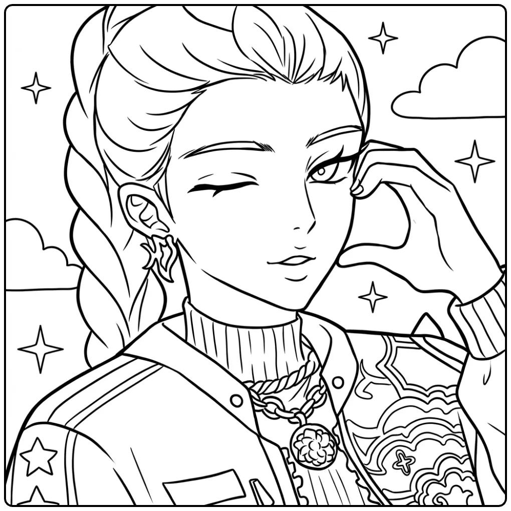 KPop Demon Hunters Rumi's Wink coloring page