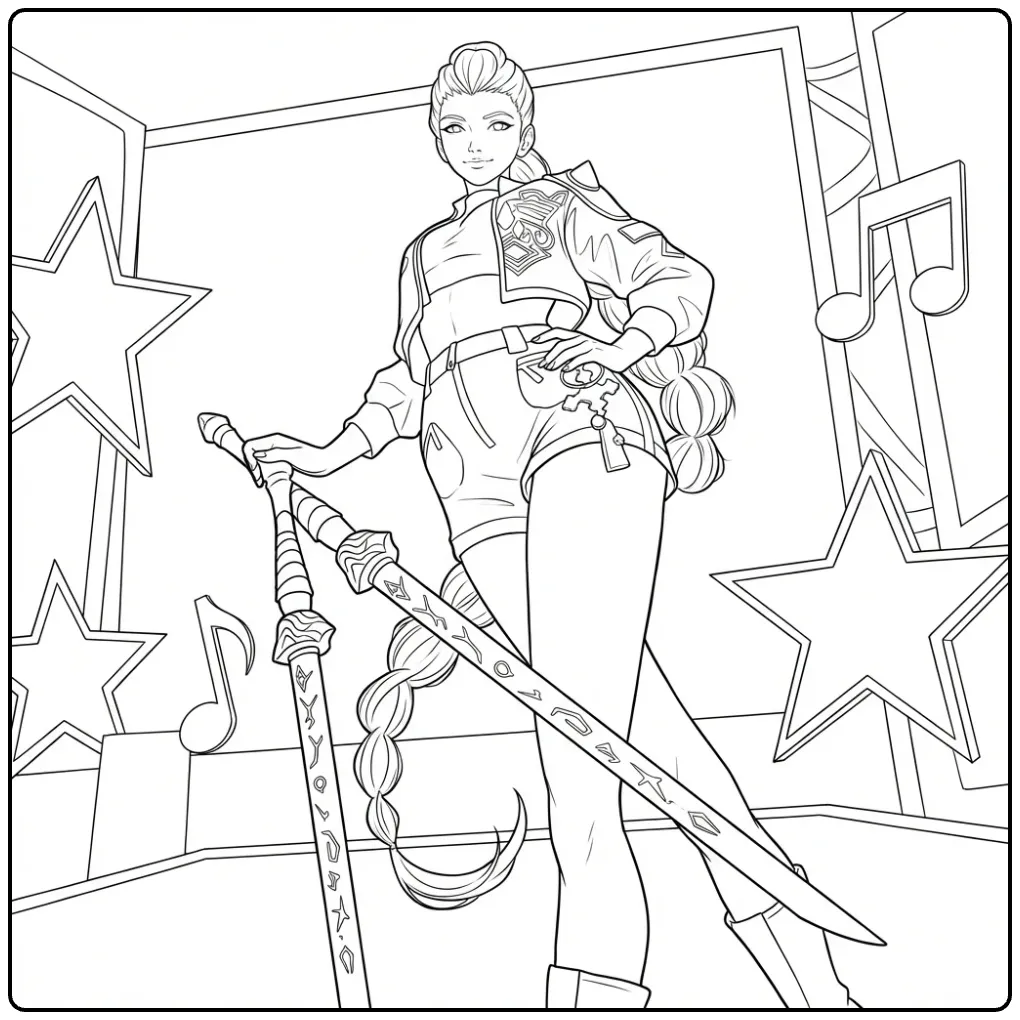KPop Demon Hunters Rumi Star on the Stage coloring page