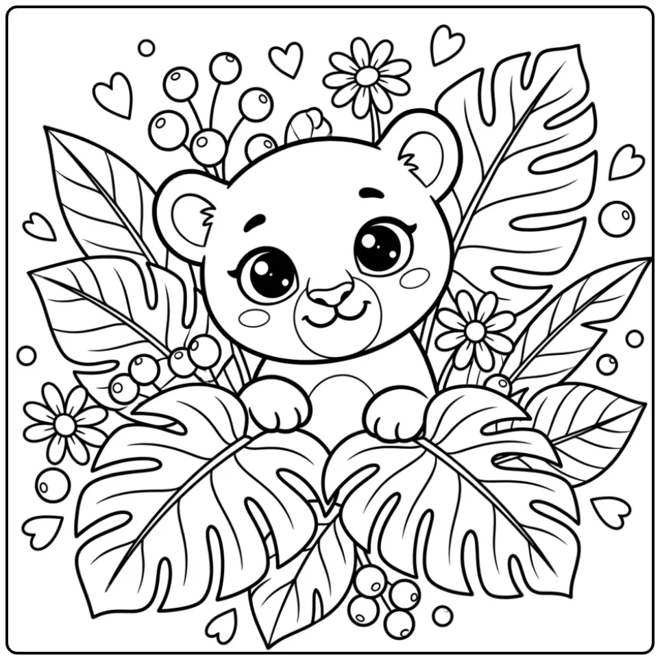 Cute Panther in the Jungle coloring page