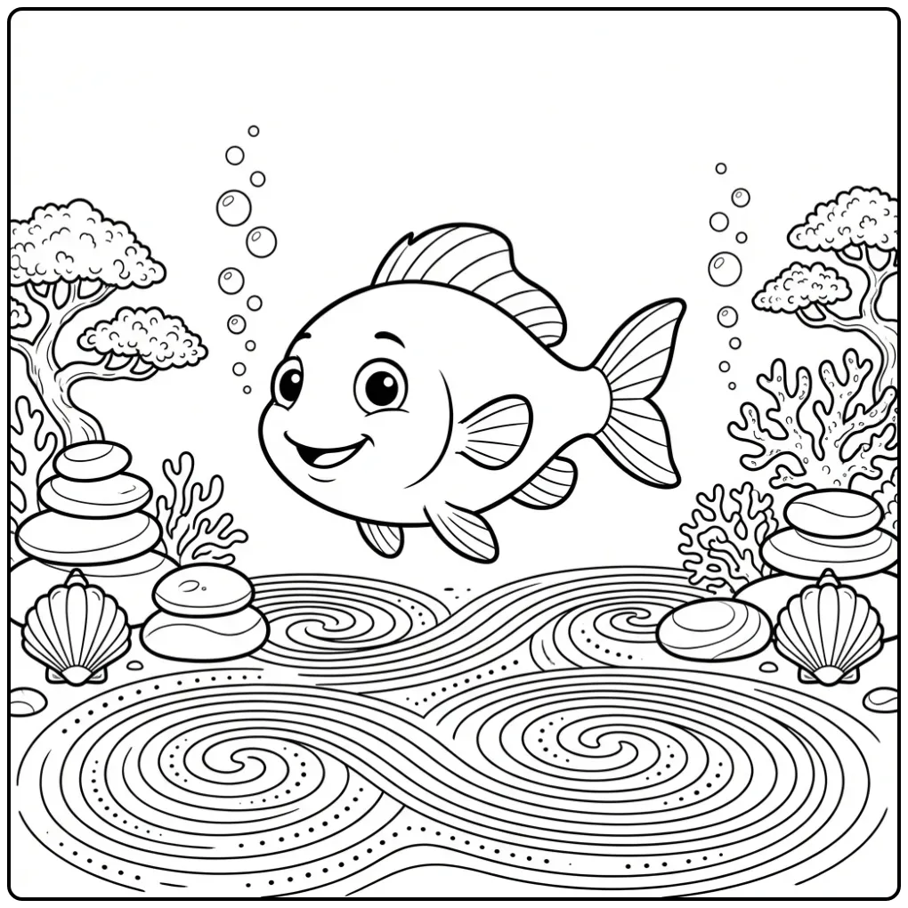 Fish Adults Zen Garden Underwater coloring page