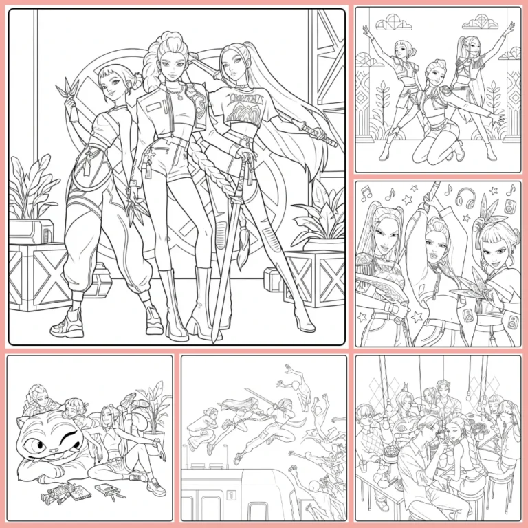 KPop Demon Hunters coloring page collection cover
