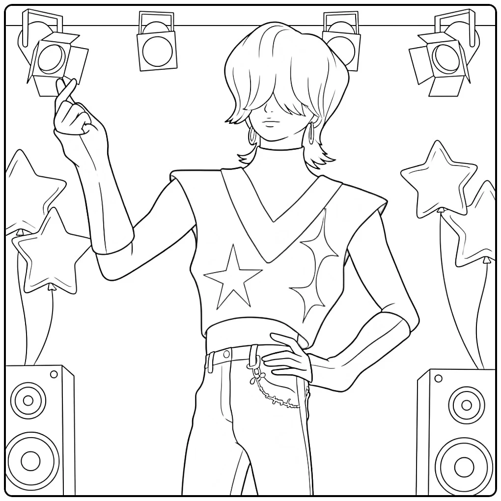 KPop Demon Hunters Mystery Artist on Stage coloring page