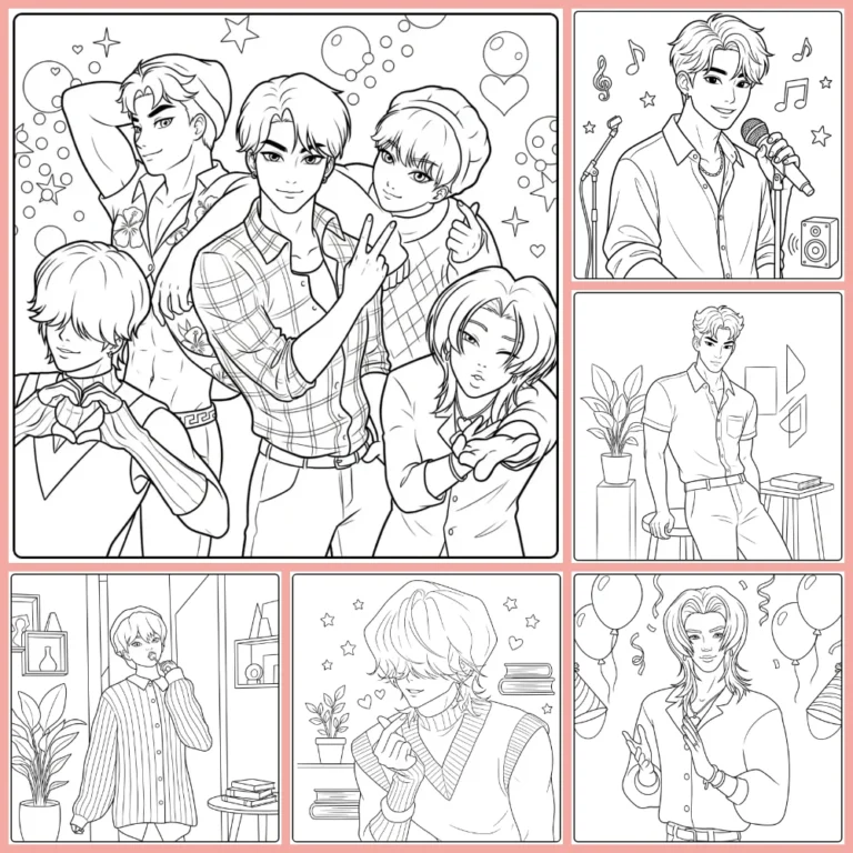 KPop Demon Hunters Saja Boys coloring page collection cover