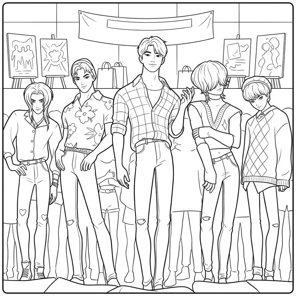 KPop Demon Hunters Saja Boys in Action coloring page