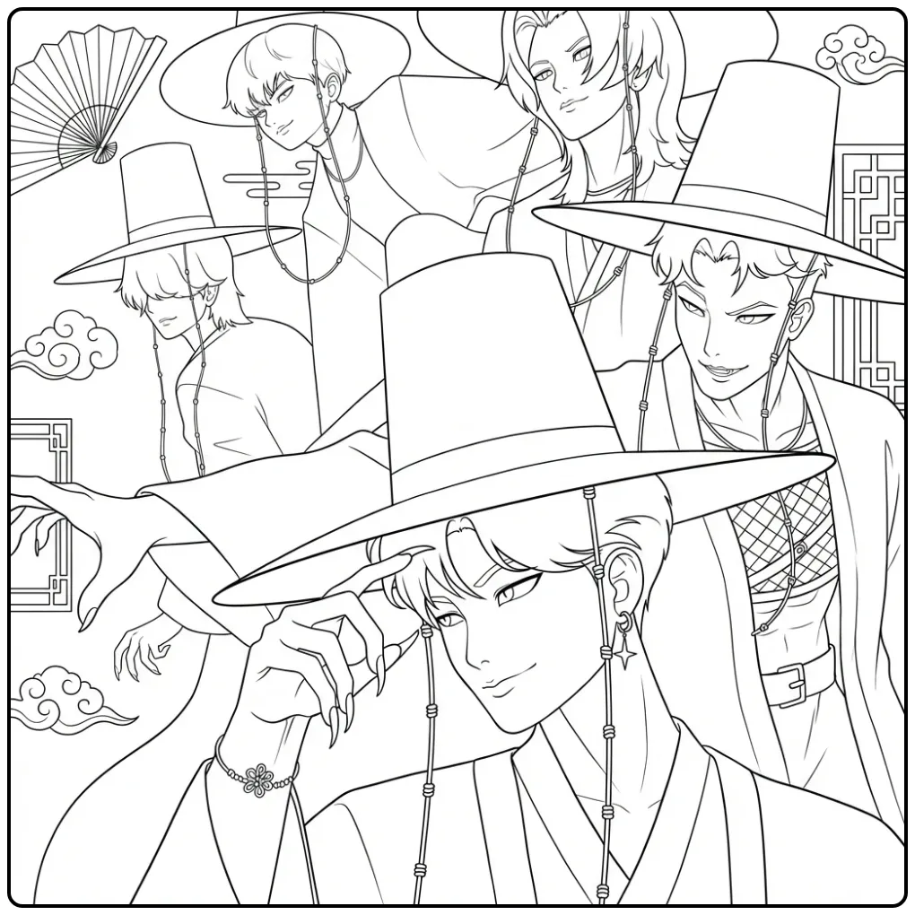 KPop Demon Hunters Saja Boys Exciting coloring page