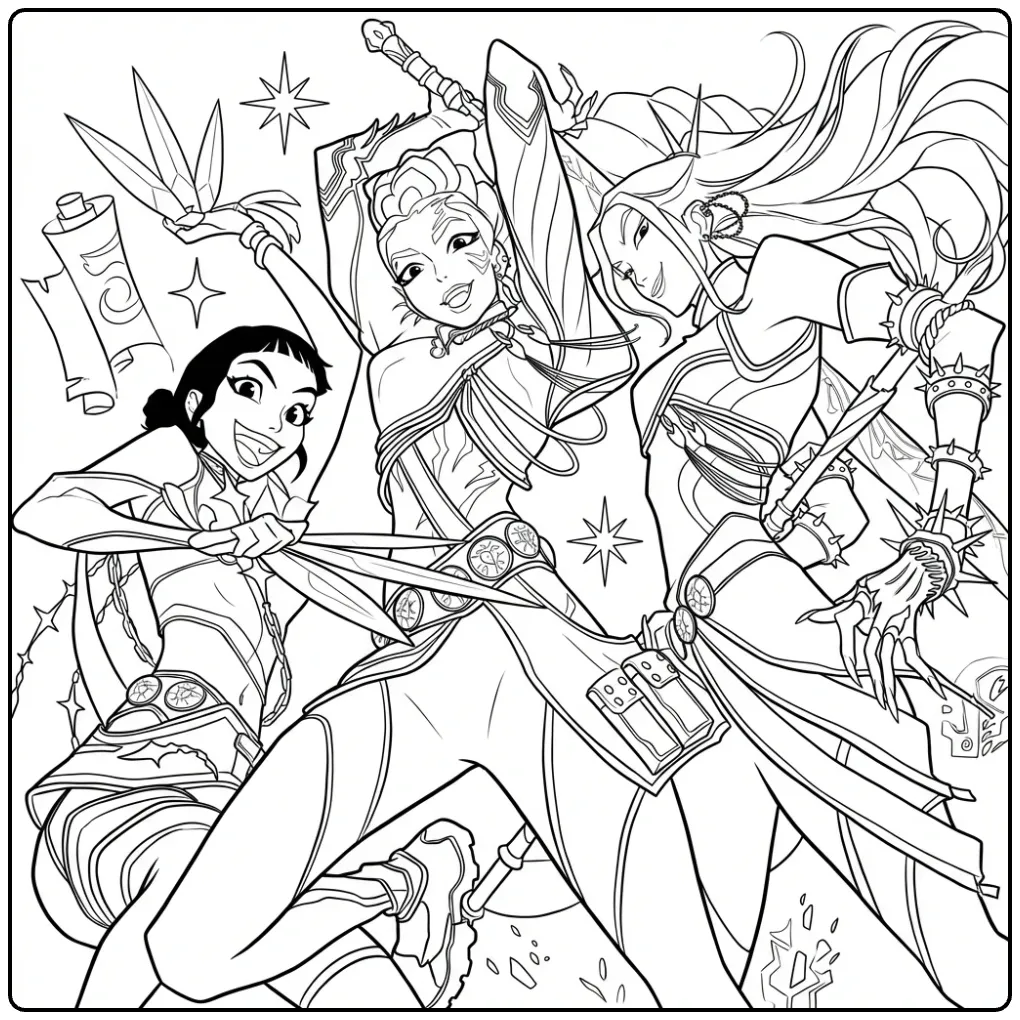 KPop Demon Hunters Tough Fighters coloring page
