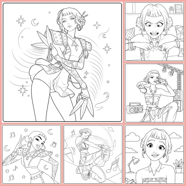 KPop Demon Hunters Zoey coloring page collection cover