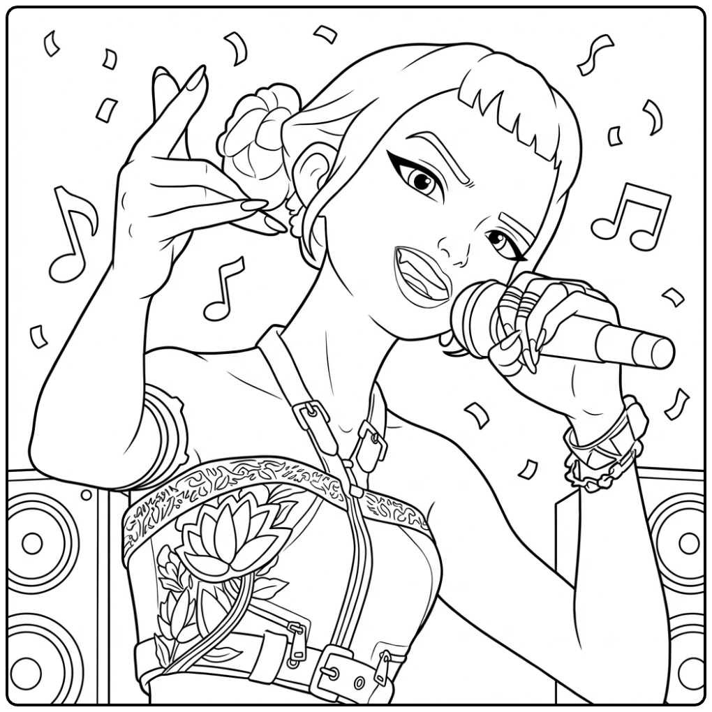 KPop Demon Hunters Zoey Ready coloring page
