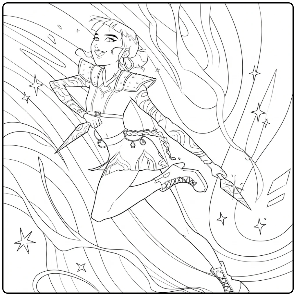 KPop Demon Hunters Zoey Ready for Action 1 coloring page