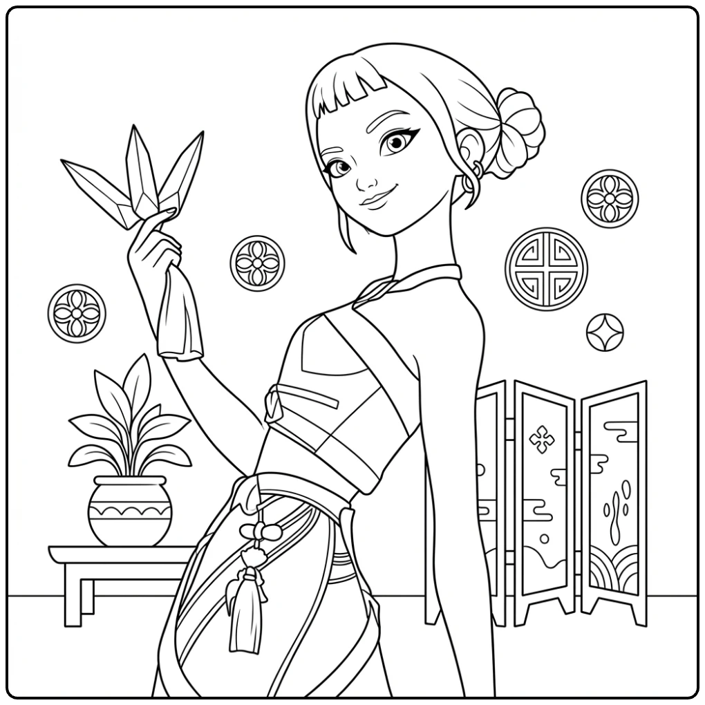KPop Demon Hunters Zoey Color the Hunter coloring page
