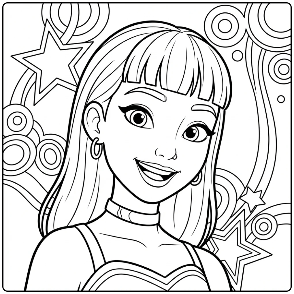 KPop Demon Hunters Zoey Portrait coloring page