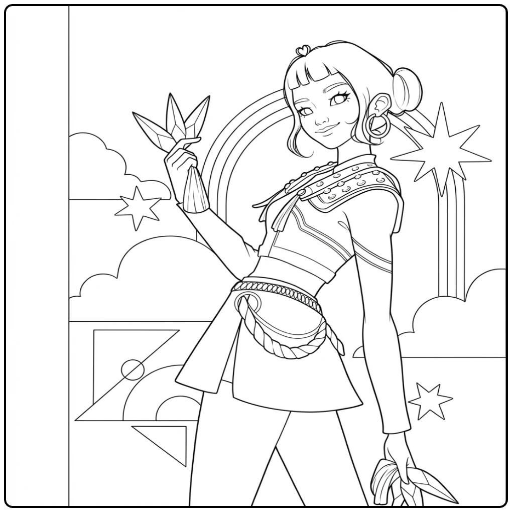KPop Demon Hunters Zoey Becomes the Star coloring page