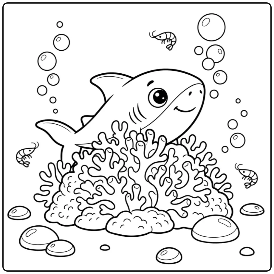 Fun Baby Shark Hide-and-seek Playing coloring page